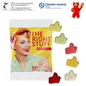 Fruchtgummi-Standardformen 10 g im kompostierbaren Tütchen