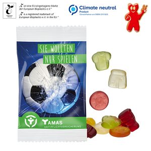 Fruchtgummi-Standardformen 15 g im kompostierbaren Tütchen