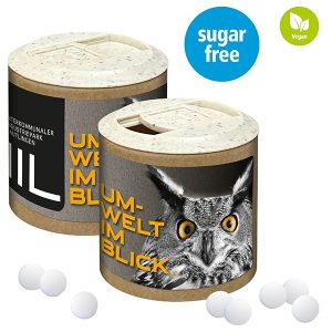 Papier-Werbedose mit Stevia*-Pfefferminzpastillen