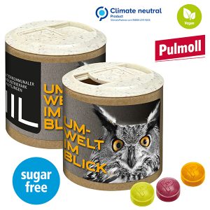 Papier-Werbedose mit Pulmoll Pastillen