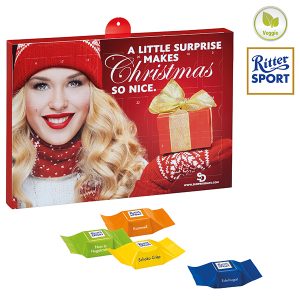 Premium Präsent-Adventskalender BUSINESS mit Ritter Sport Schokowürfeln