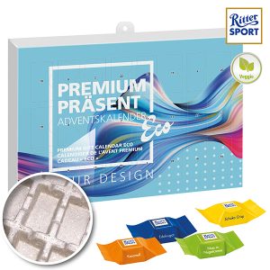 Premium Präsent Adventskalender ECO mit Ritter Sport Schoko Würfeln - kleine Menge
