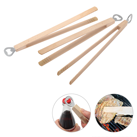 Grillzange Holz mit Flaschenöffner