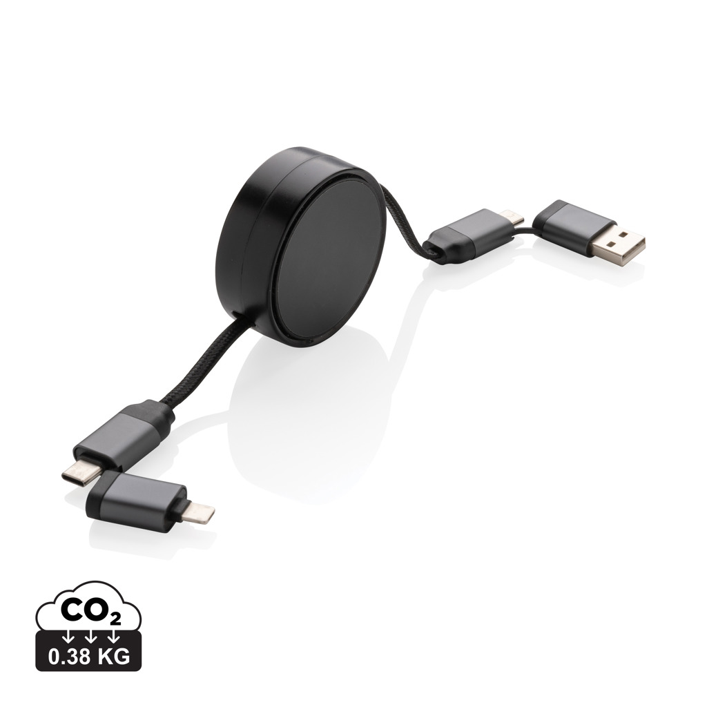 Terra aufrollbares 6-in-1 60W-Kabel aus RCS recyc. Aluminium